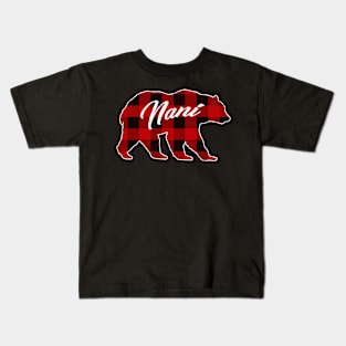 Red Plaid Nani Bear Shirt Matching Pajama Family Kids T-Shirt